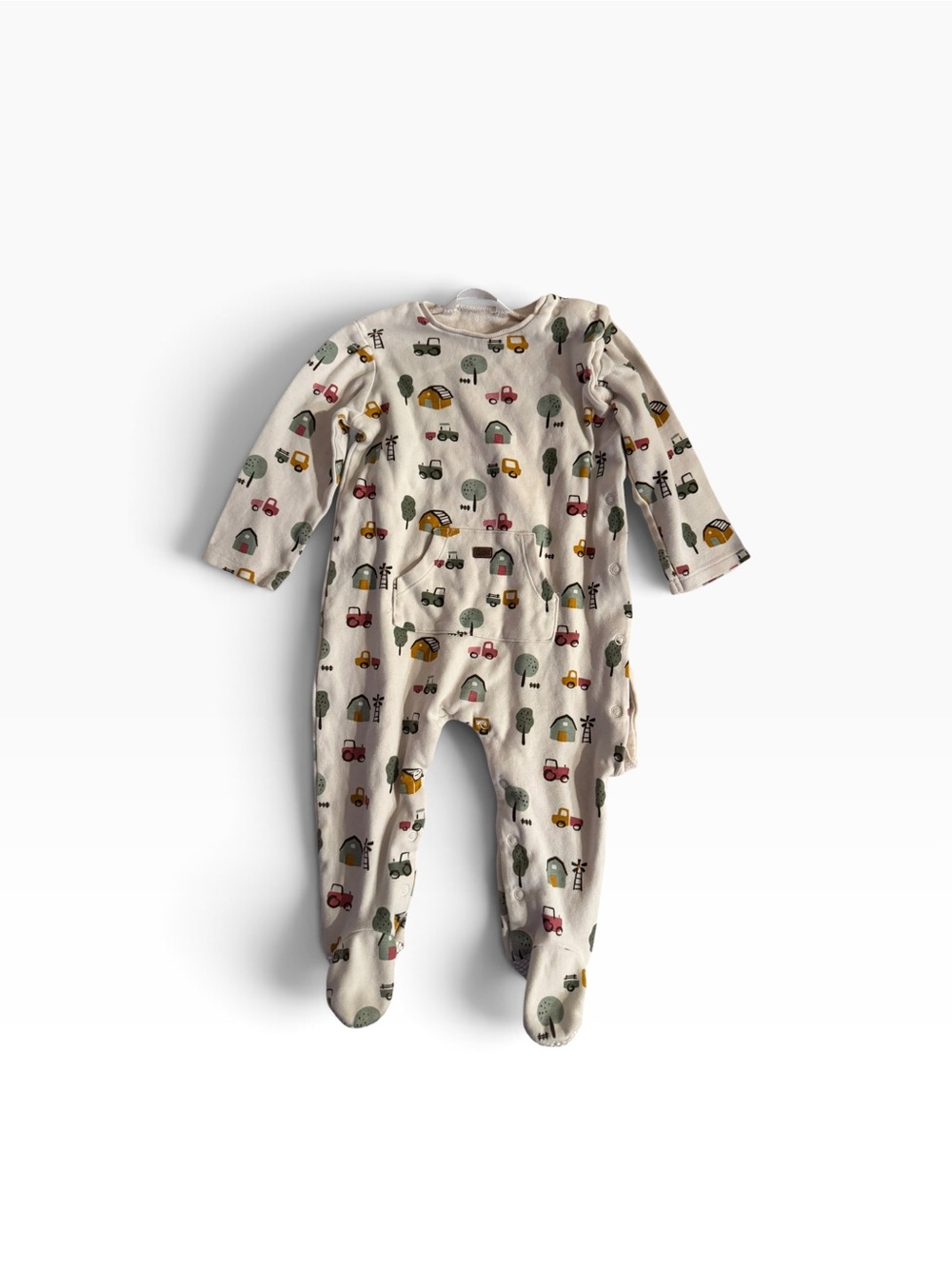 Mayoral Cream Footed One-Piece with Multicolor Vehicle Print